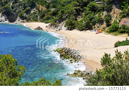 coves of Cala Llorell beach in Tossa de Mar, Spain 15773115