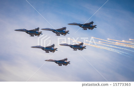 Silhouettes of russian fighter aircrafts 15773363