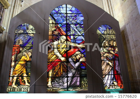 Stained glass inside Segovia's cathedral Stained glass inside Segovia's cathedral 15776620