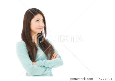 白色衣物白色後面圖像的婦女 15777094