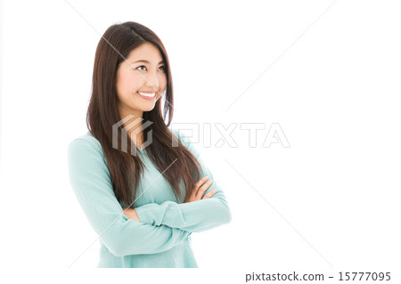 白色衣物白色後面圖像的婦女 15777095