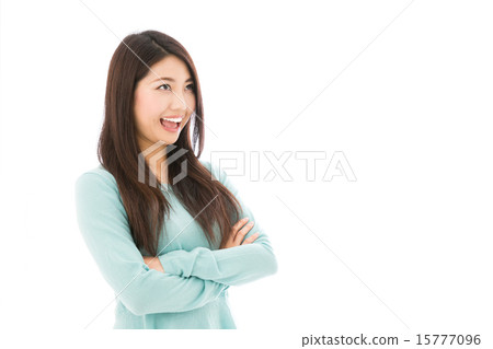 白色衣物白色後面圖像的婦女 白色衣物白色後面圖像的婦女 15777096