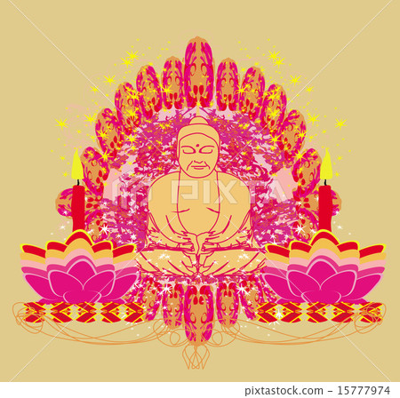 Lotus Oil Lamp with Buddha card 15777974