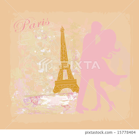 couple in Paris kissing near the Eiffel Tower couple in Paris kissing near the Eiffel Tower 15778404