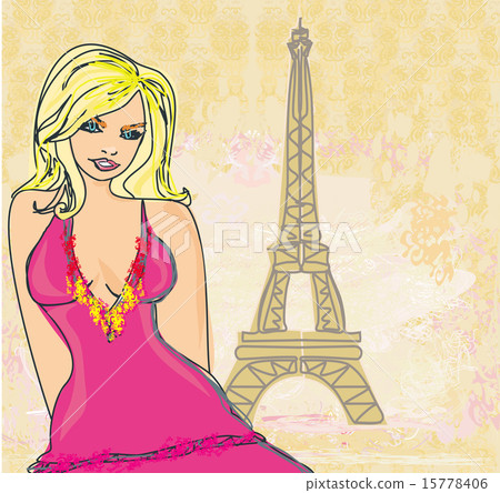 beautiful women Shopping in Paris - vector card beautiful women Shopping in Paris - vector card 15778406