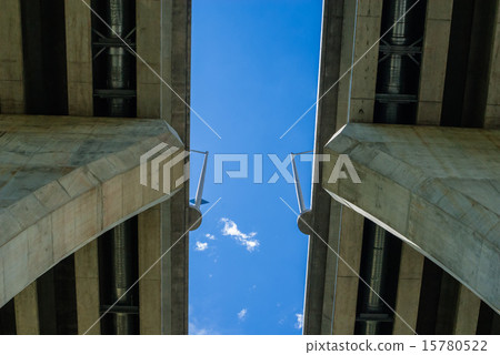 Between pair of concrete bridges on sky Between pair of concrete bridges on sky 15780522
