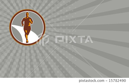 Business card Marathon Runner Front Circle Retro 15782490