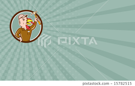 Business card Turkey Builder Hammer Circle Cartoon 15782515
