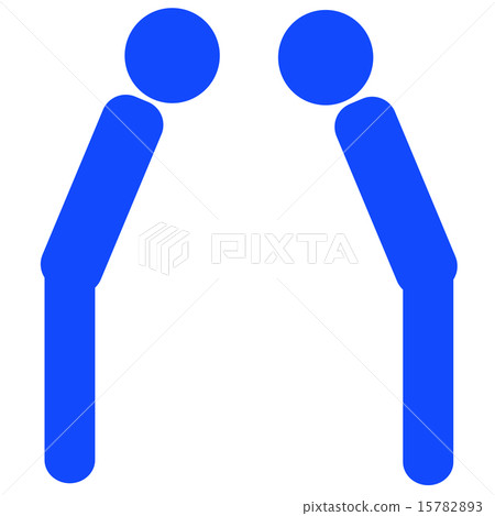 Icon of two people bowing face to face Blue Icon of two people bowing face to face Blue 15782893