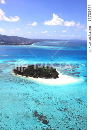 Mangagaha Island floating in the beautiful lagoon off the south island of Saipan and the Saipan island seen in the background Mangagaha Island floating in the beautiful lagoon off the south island of Saipan and the Saipan island seen in the background 15783483
