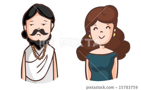 boring brahman and happy woman vector 15783759