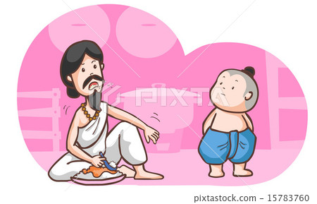 hungry brahman talk to traditional boy vector 15783760