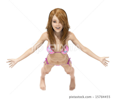 擺在細長的游泳衣的女性擺在3DCG例證材料 擺在細長的游泳衣的女性擺在3DCG例證材料 15784455