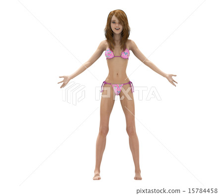 Slender swimwear female posing posing 3DCG illustration material 15784458