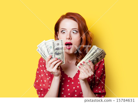girl in red dress with money girl in red dress with money 15784631