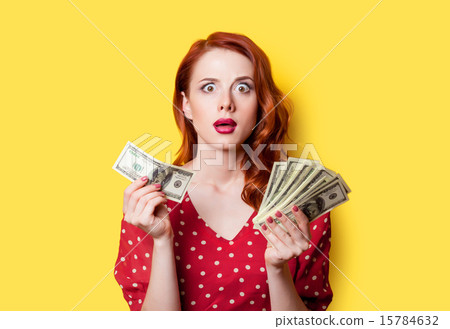 girl in red dress with money 15784632