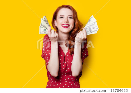 girl in red dress with money girl in red dress with money 15784633