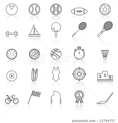 Sport line icons with reflect on white Sport line icons with reflect on white 15784757
