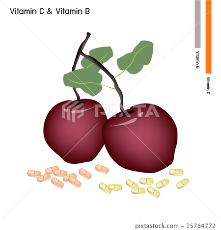 Apple with Vitamin C on White Background 15784772