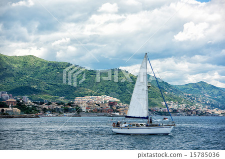 genoa town cityscape panorama from the sea 15785036