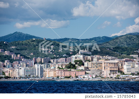 genoa town cityscape panorama from the sea 15785043