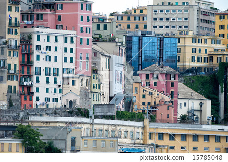 genoa town cityscape panorama from the sea genoa town cityscape panorama from the sea 15785048