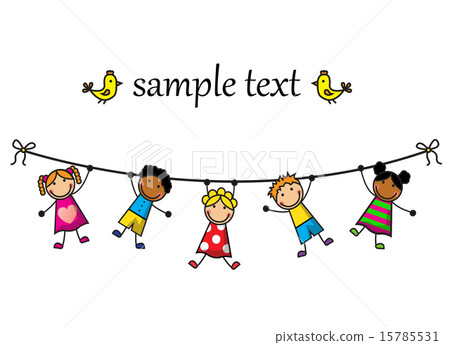 Cartoon background with children hanging on a rope 15785531