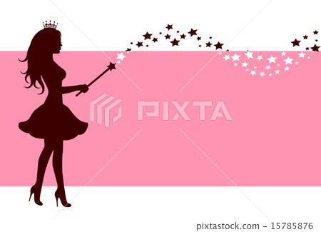 Pink background with a silhouette of a fairy with Pink background with a silhouette of a fairy with 15785876