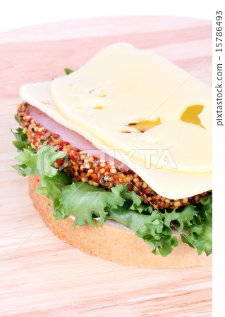 Sandwich with cheese, bacon and salad leaf Sandwich with cheese, bacon and salad leaf 15786493