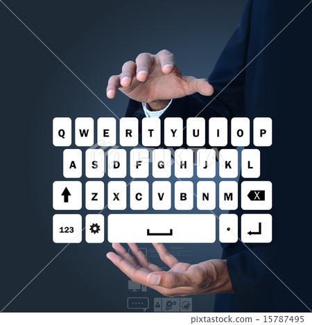 Man showing computer keys Man showing computer keys 15787495