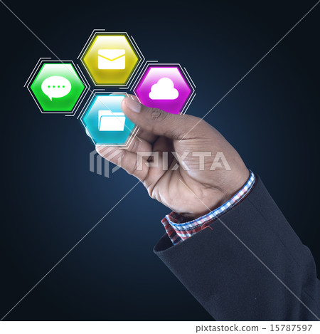 Man showing social network concept 15787597