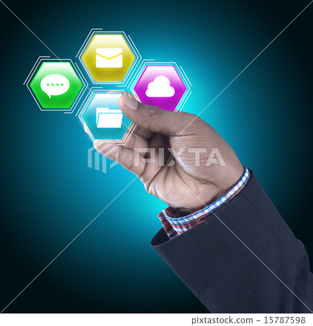 Man showing social network concept 15787598