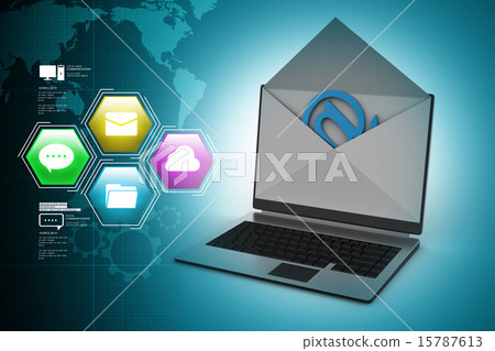 E-mail concept. Modern Laptop and envelope 15787613