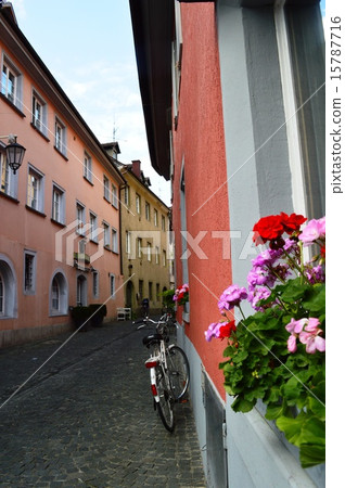 German cobblestones and flower streets 15787716