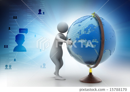 3d man analysing the globe 15788170