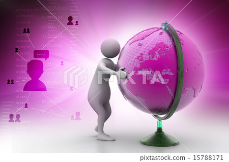 3d man analysing the globe 3d man analysing the globe 15788171