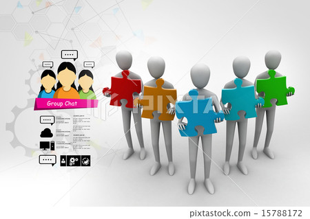 3d people - team with the puzzles in hands 3d people - team with the puzzles in hands 15788172