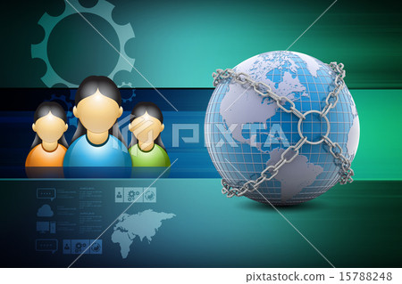 Earth globe close in chain Earth globe close in chain 15788248