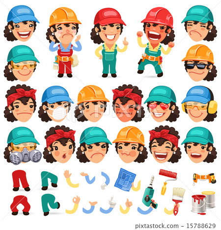 Set of Cartoon Lady Worker Character for Your Design or Animation Set of Cartoon Lady Worker Character for Your Design or Animation 15788629