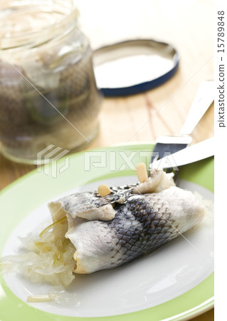 rollmop on plate rollmop on plate 15789848