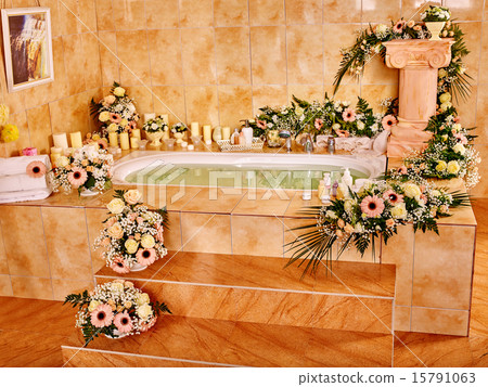 Bathroom interior with bubble bath. 15791063