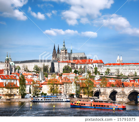 Prague Castle and Charles Bridge in Czech Republic 15791075