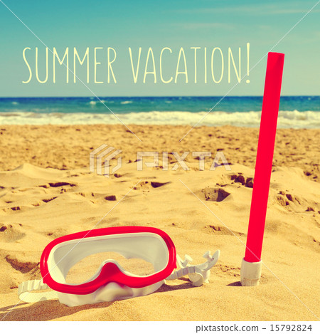 diving mask on the beach and text summer vacation diving mask on the beach and text summer vacation 15792824