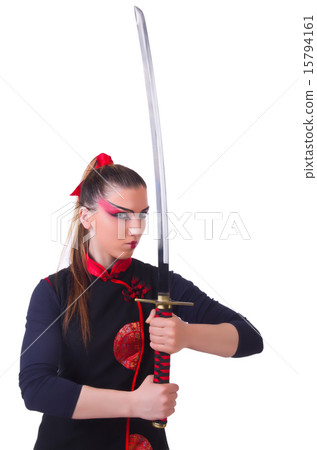 Woman in japanese martial art concept Woman in japanese martial art concept 15794161