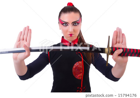 Woman in japanese martial art concept Woman in japanese martial art concept 15794176