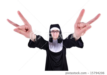 Funny nun isolated on the white background 15794206
