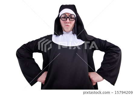Funny nun isolated on the white background 15794209