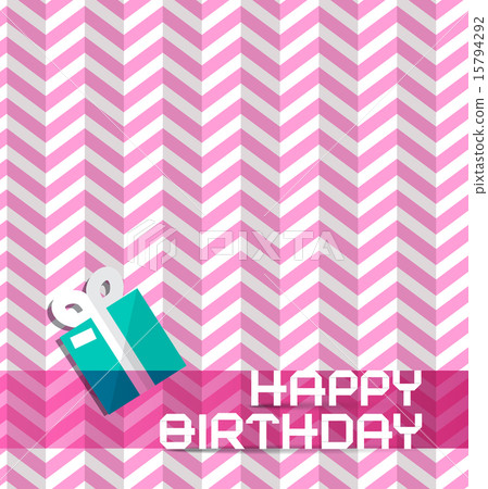 Happy Birthday Retro Pink Background with Gift Box 15794292