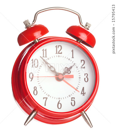 Red Old Style Alarm Clock Isolated On White Red Old Style Alarm Clock Isolated On White 15795413