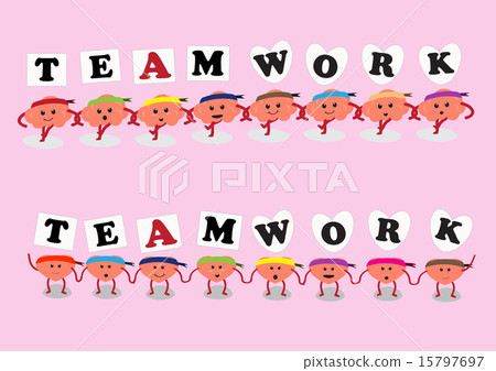 brain and heart cartoon teamwork 15797697